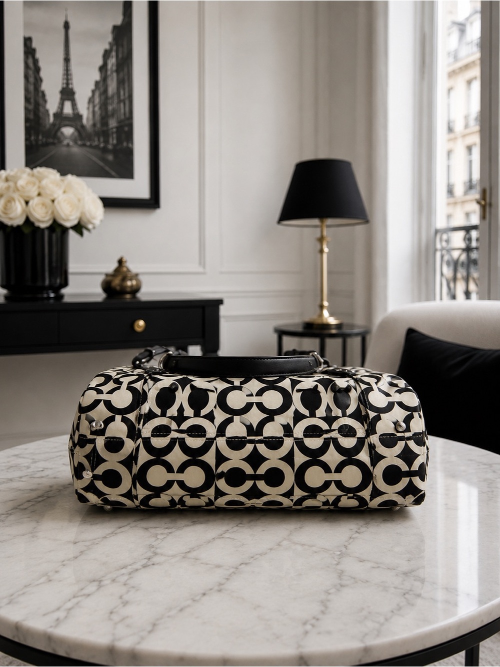 COACH Madison Op Art Carryall — Black & White Signature Patent Leather - Picture 5 of 7